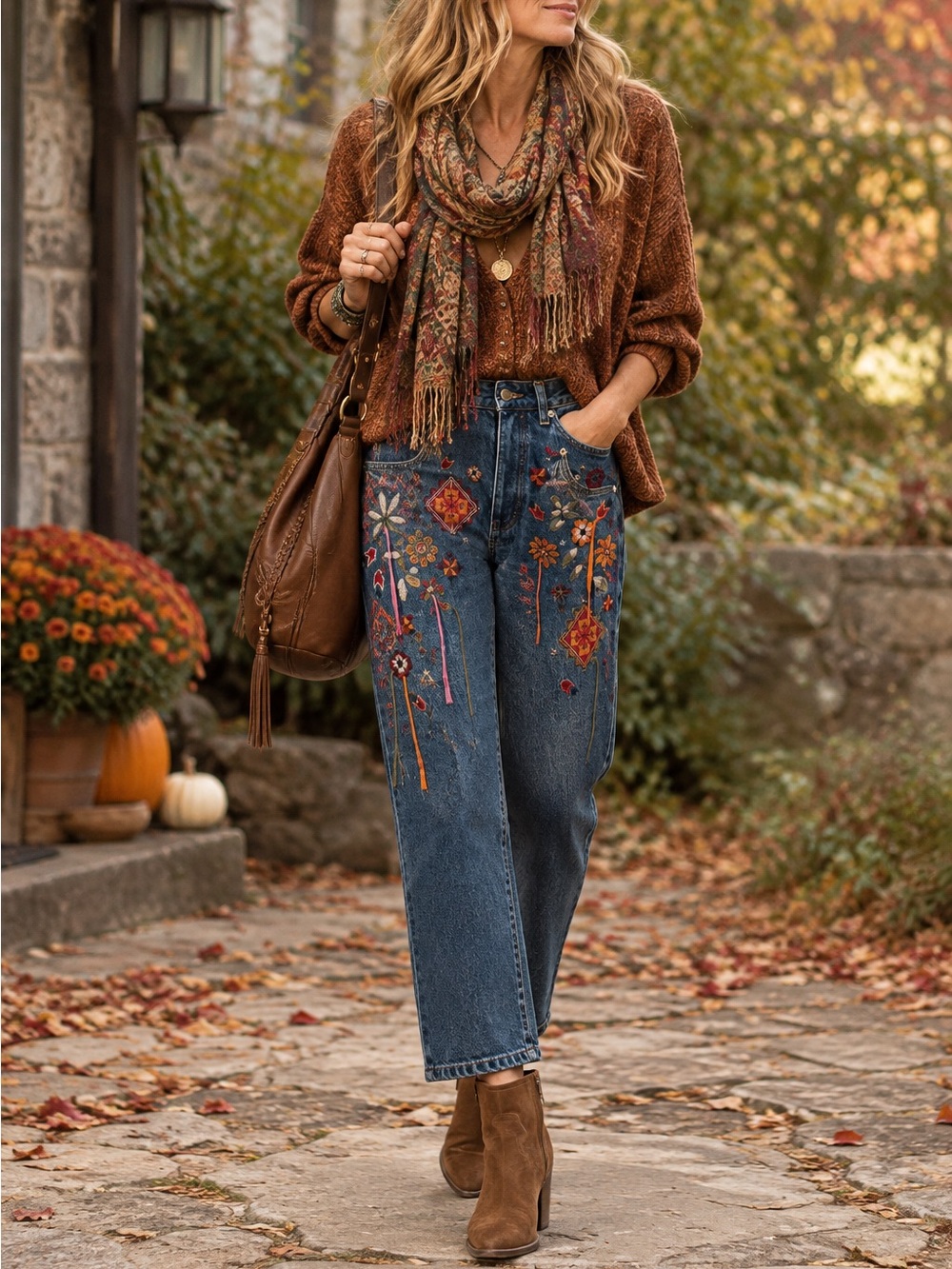 ASOS Florence Straight Leg Embroidered Jeans